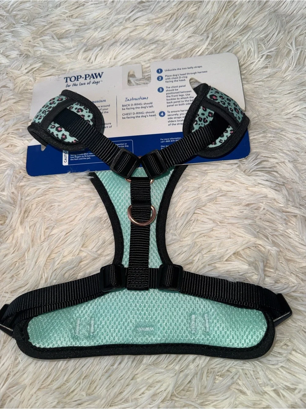 Top Paw Leopard Print Dog Harness with Rose Gold D-Ring